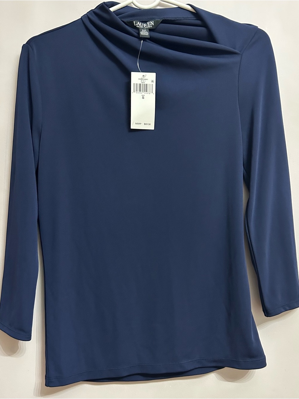 LAUREN Ralph Lauren Navy Twist-Neck Long-Sleeve Top